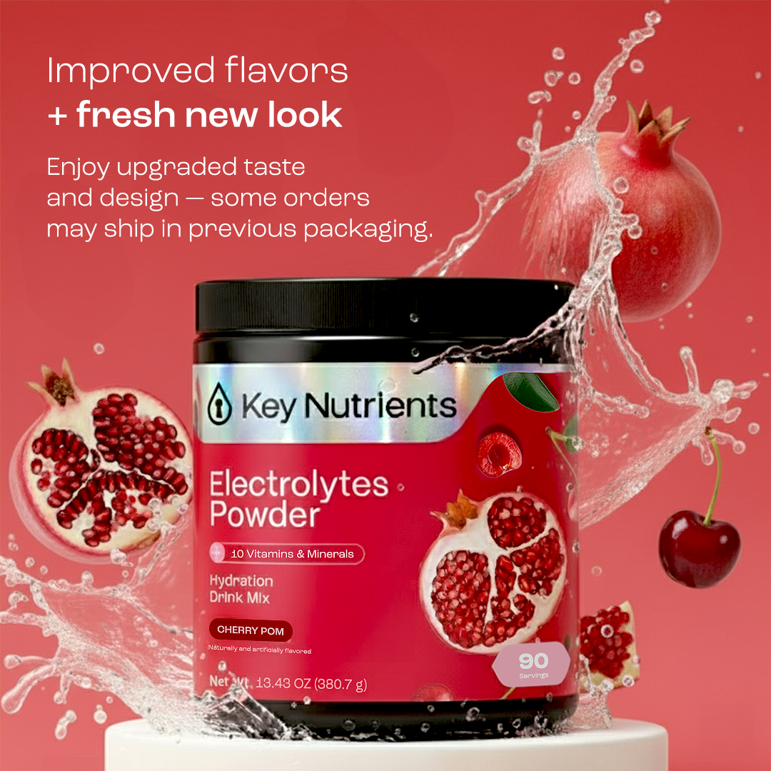 Electrolytes Powder tub, Cherry Pom flavor, with water splash