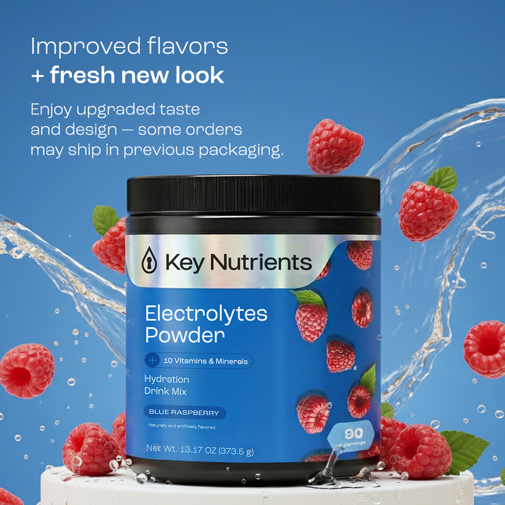 Key Nutrients Elektrolyte-Pulverdose mit Beerenmotiv, Blue Raspberry