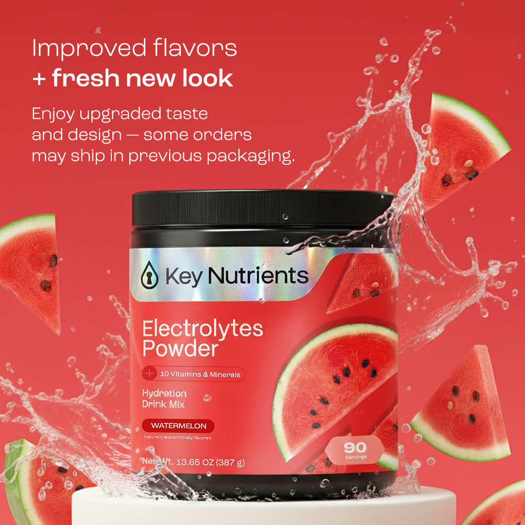 Electrolytes powder jar with watermelon slices and water splash, 90 servings