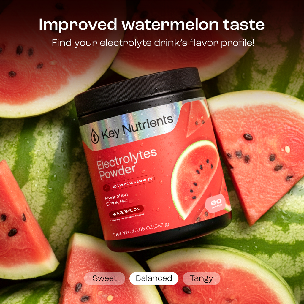 Elektrolyte-Pulverdose, Wassermelone-Aroma, mit Wassermelonenmotiven