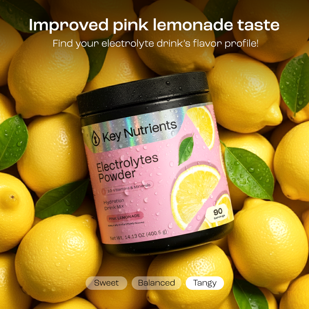 Key Nutrients electrolytes powder jar in Pink Lemonade flavor