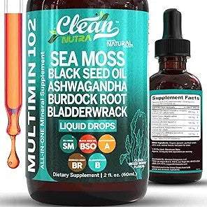 Multimin 102 liquid drops: Sea Moss, Black Seed Oil, Ashwagandha, Burdock, Bladderwrack