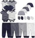 Baby clothing set: navy/white star & striped bodysuits and matching pants