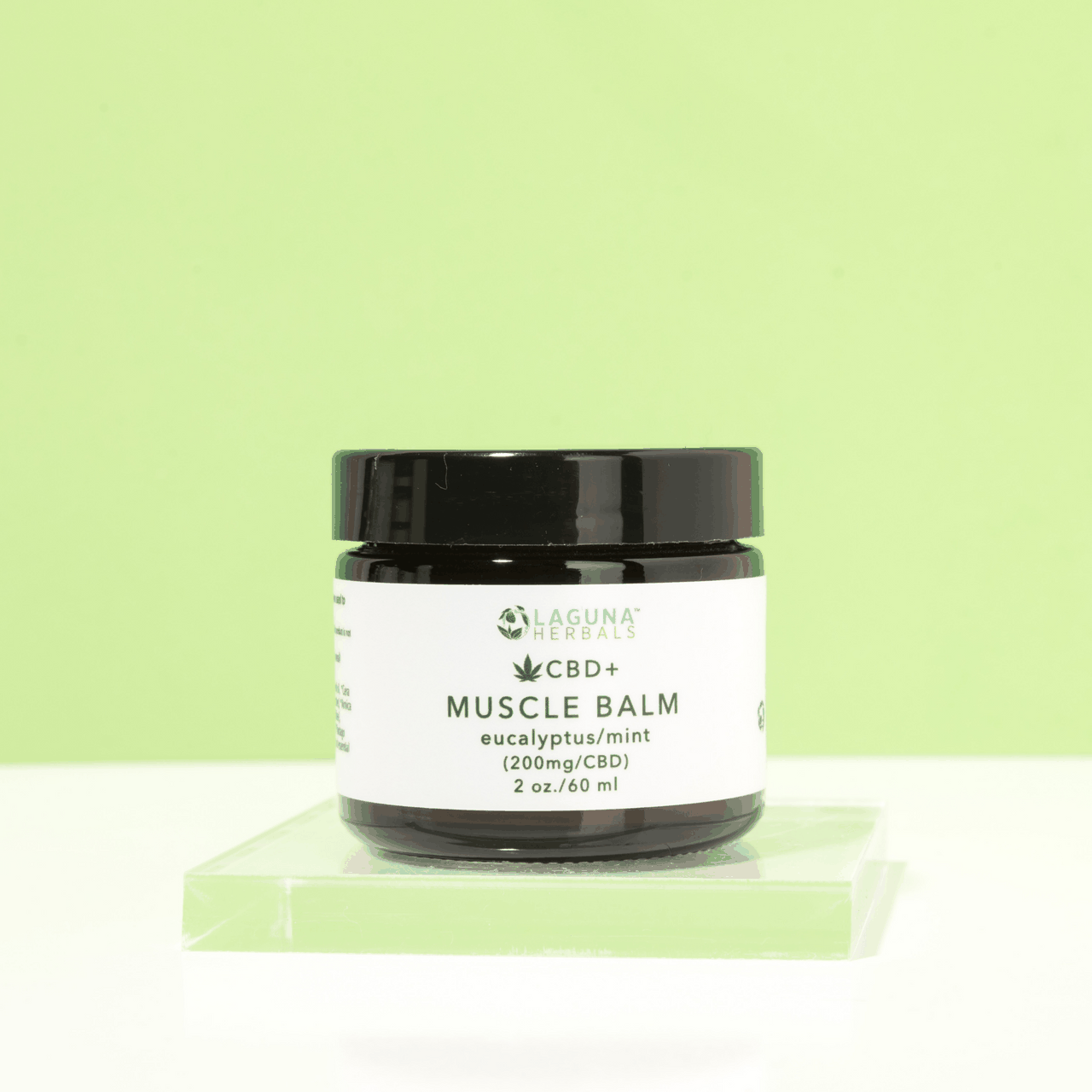 CBD Muscle Balm in jar with black lid, 2 oz/60 ml
