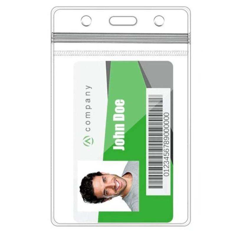 Clear waterproof badge sleeve with top grommets for keychain ID holder