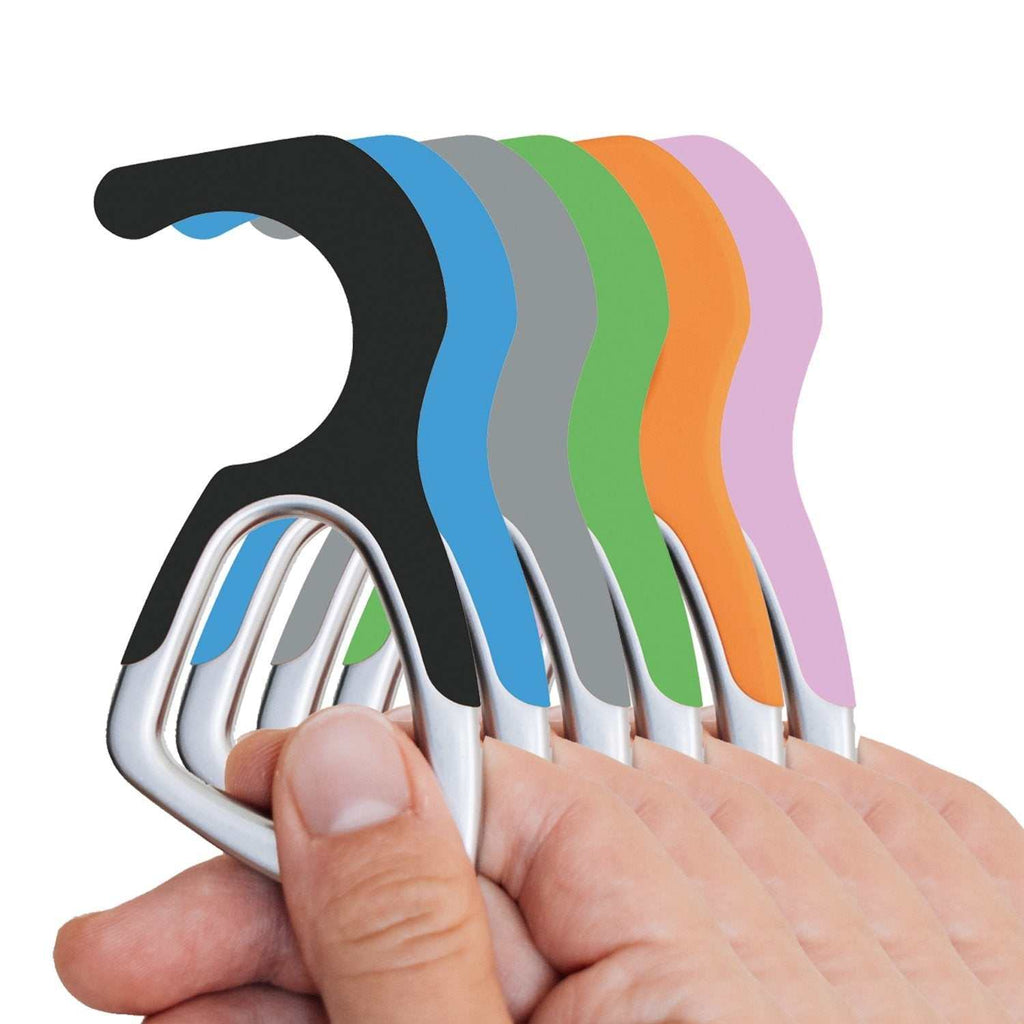 Six-color set no-touch keychain tools with silicone handles and metal key ring clips