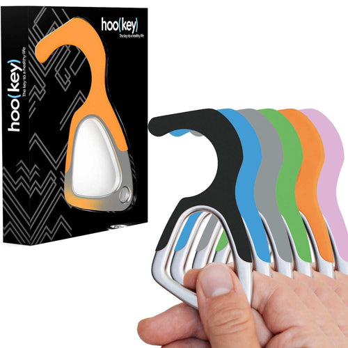 6 pack of patented antimicrobial silicone hoo(key)™ no-touch silicone keychain tools