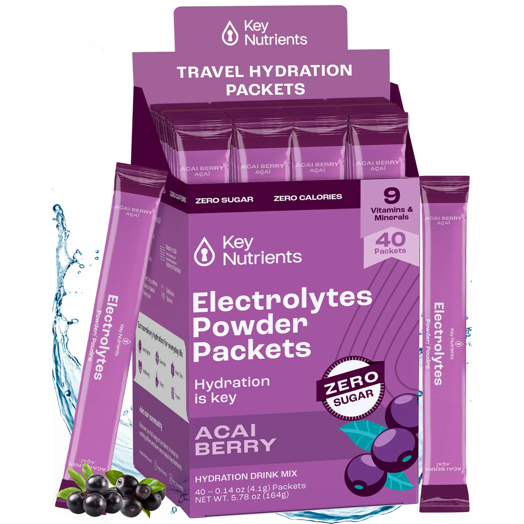 Electrolytes Powder Packets – Acai Berry, zero sugar, hydration drink mix, 40 pack