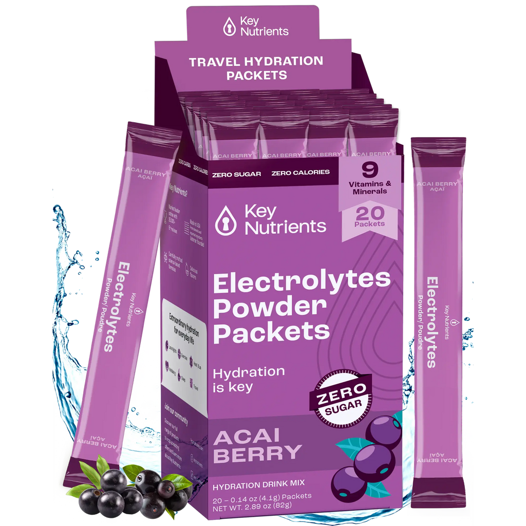 Electrolytes Powder Packets – Acai Berry, sugar-free travel hydration mix