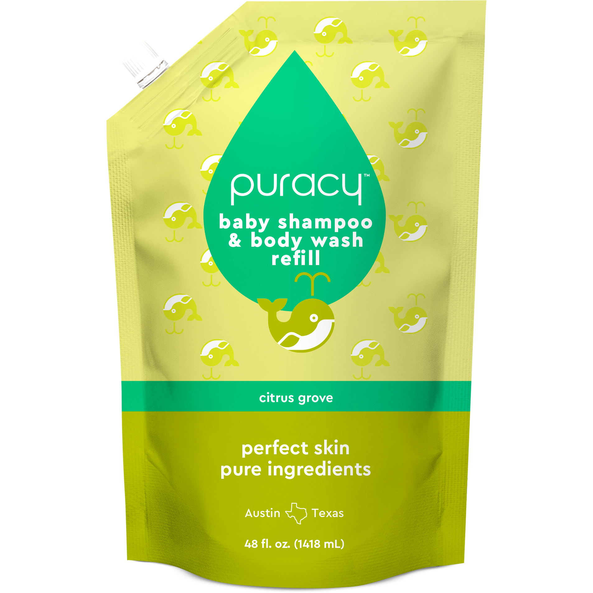 Puracy refill pouch for baby shampoo + body wash, Citrus Grove scent