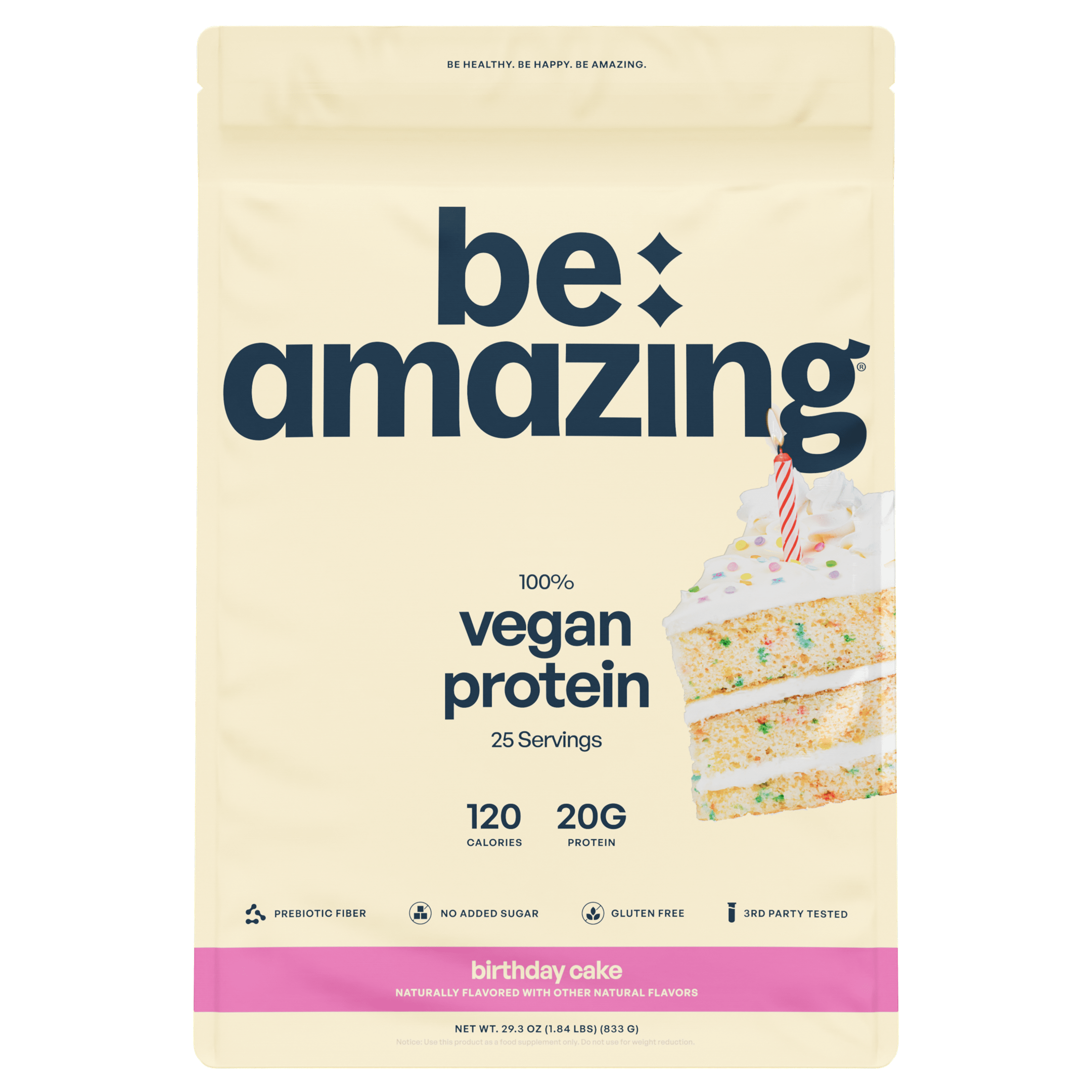 Vegan Protein pouch, birthday cake flavor, 25 servings, 20g protein