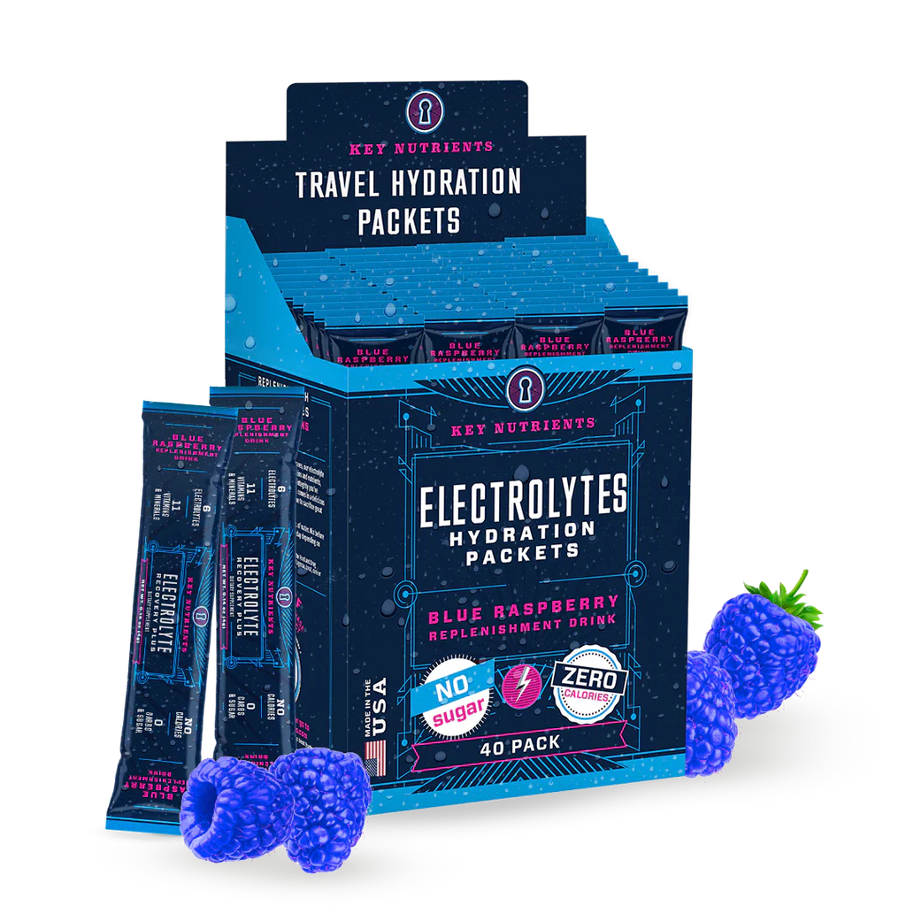 Electrolyte recovery packets, Blue Raspberry flavor, 40-pack travel box