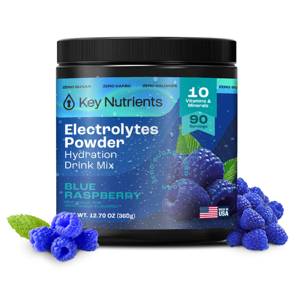 Electrolytes Powder jar, blue raspberry flavor with blueberries