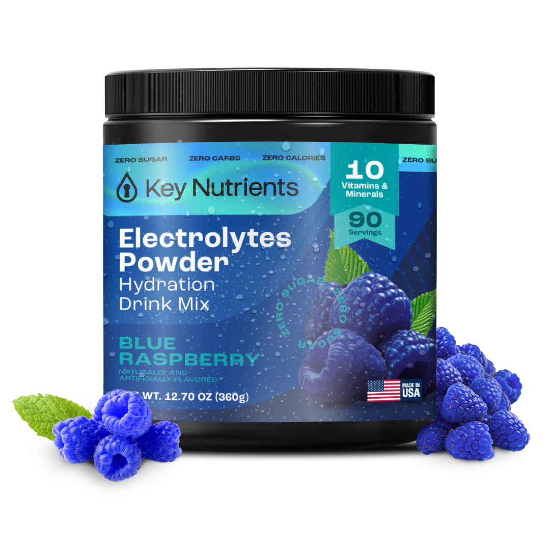 Electrolytes Powder jar, blue raspberry flavor with blueberries