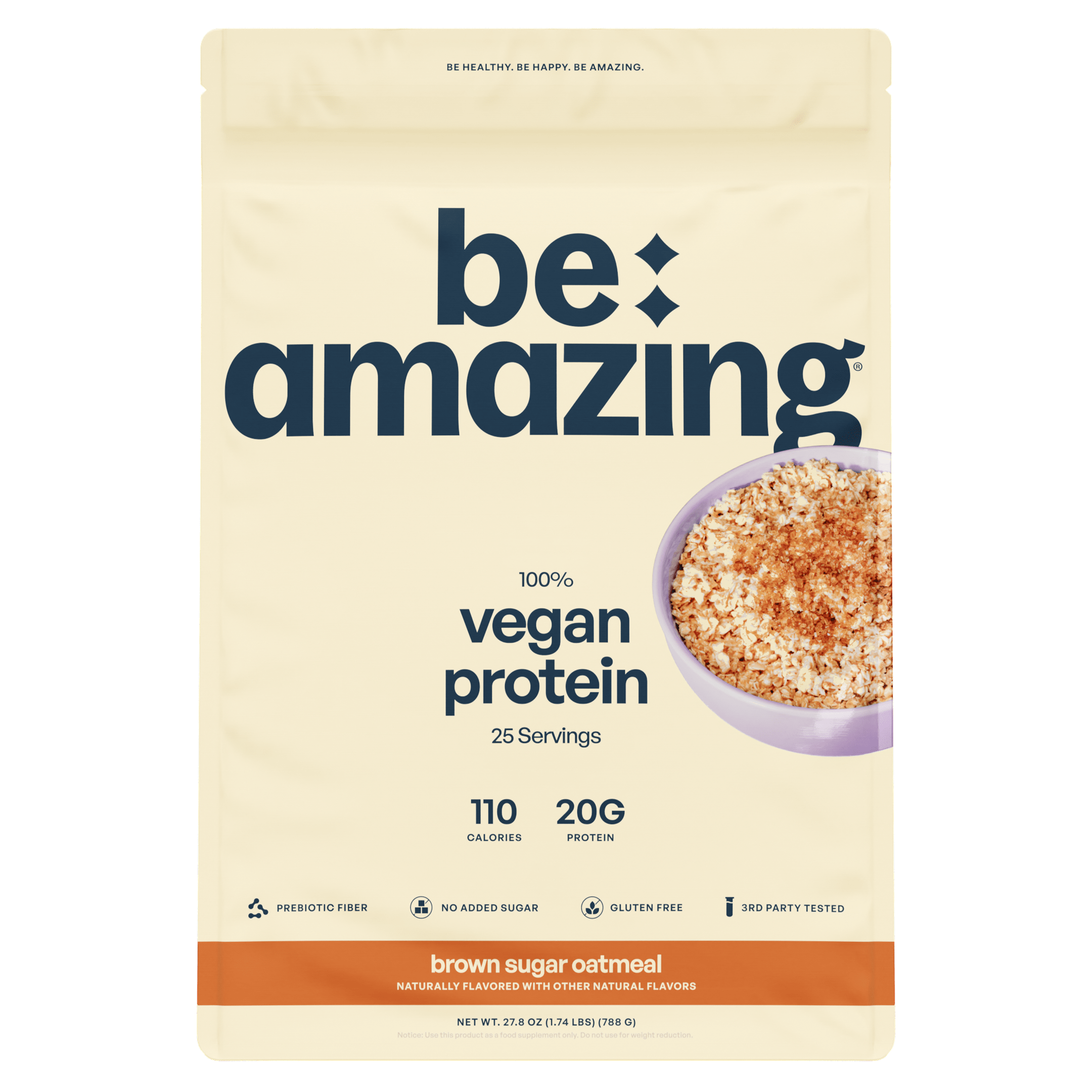 Vegan Protein pouch, brown sugar oatmeal flavor, 25 servings, 20g protein