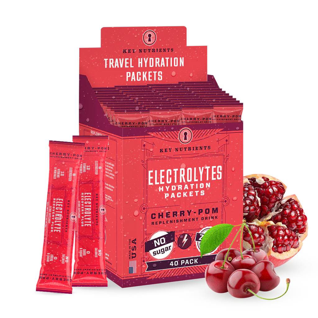 Sugar-free electrolyte recovery packets, Cherry-Pom flavor