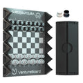 Mini échecs Noir VentureBoard, échiquier déplié avec pions noirs et blancs et étui pliant