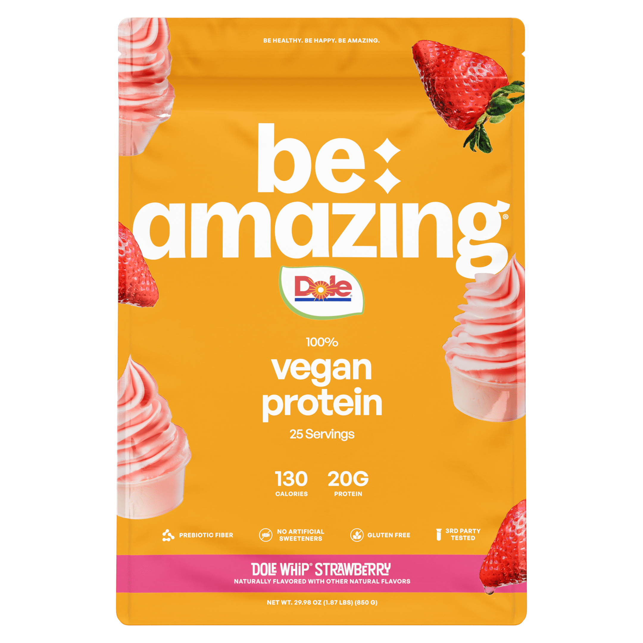 Vegan Protein pouch, Dole Whip Strawberry flavor, 25 servings, 20g protein