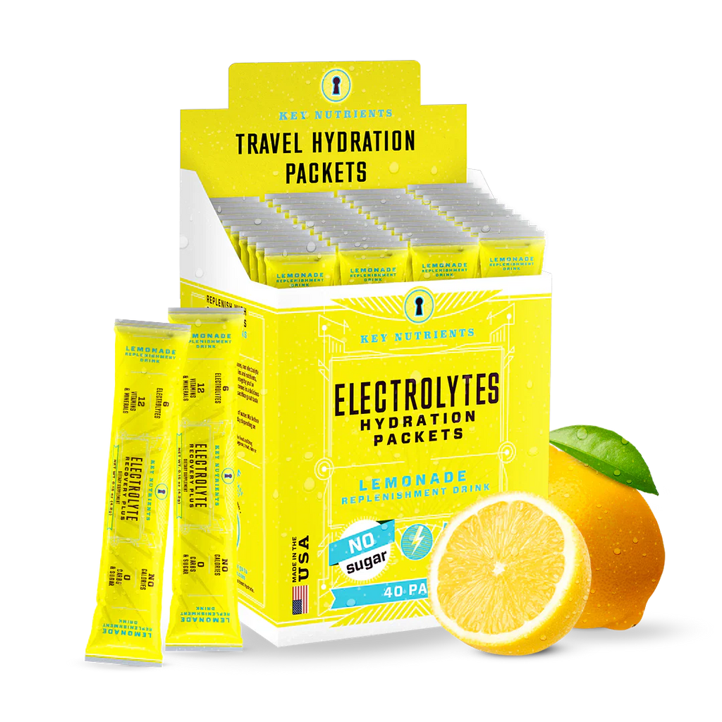 Electrolytes hydration packets, Lemonade flavor, sugar-free 40 pack box with packets