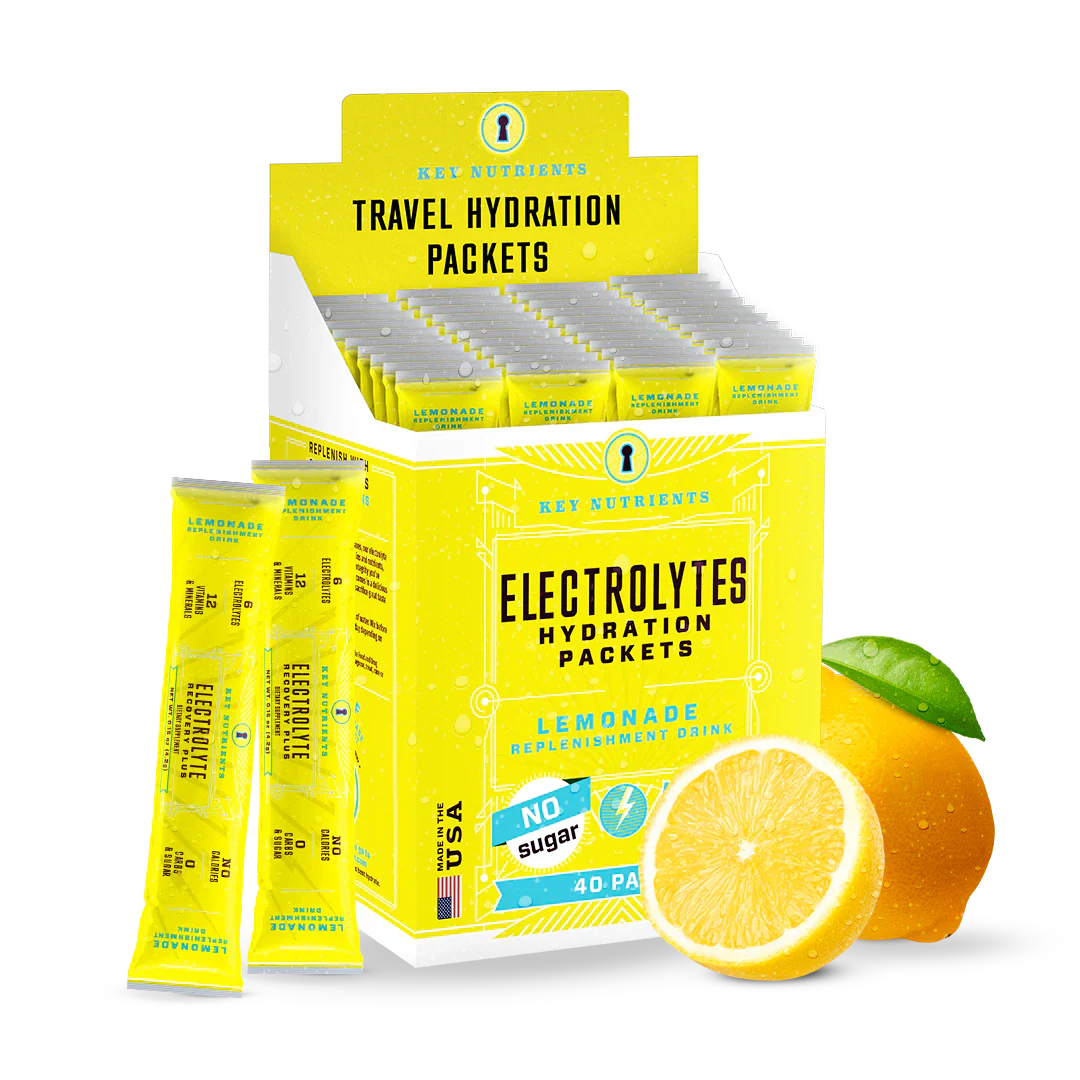Electrolytes hydration packets, Lemonade flavor, sugar-free 40 pack box with packets