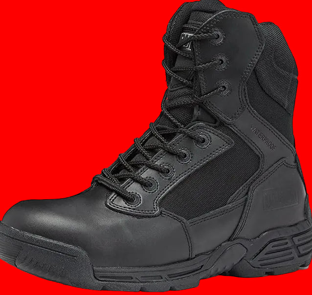 Stealth Force 8" tactical boot in black, leather and mesh, lace-up closure