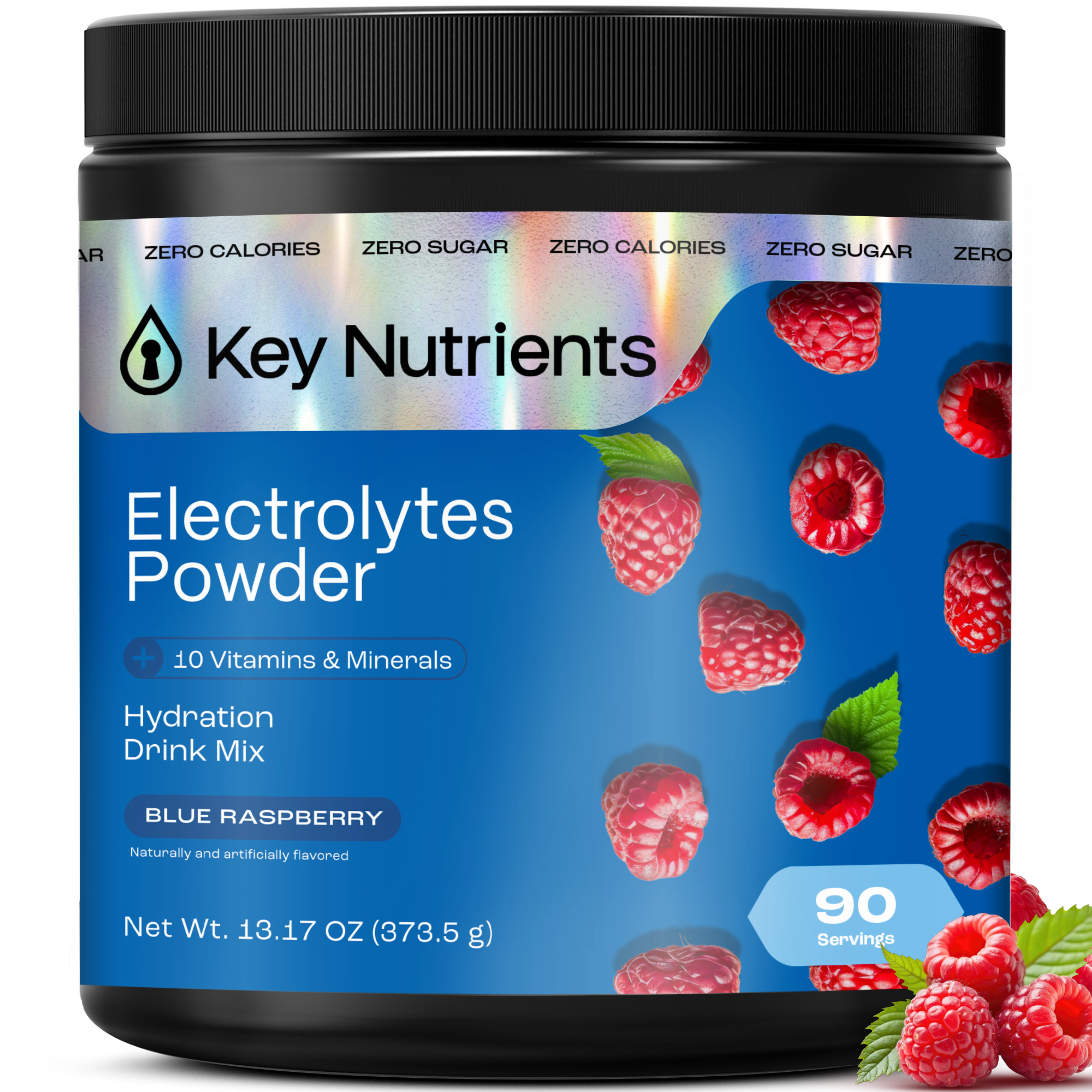 Electrolytes Powder, sugar-free Blue Raspberry flavor powder tub