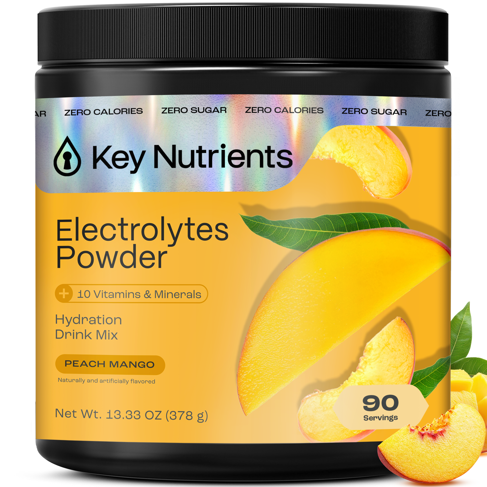 Electrolytes Powder, sugar-free Peach Mango flavor powder tub