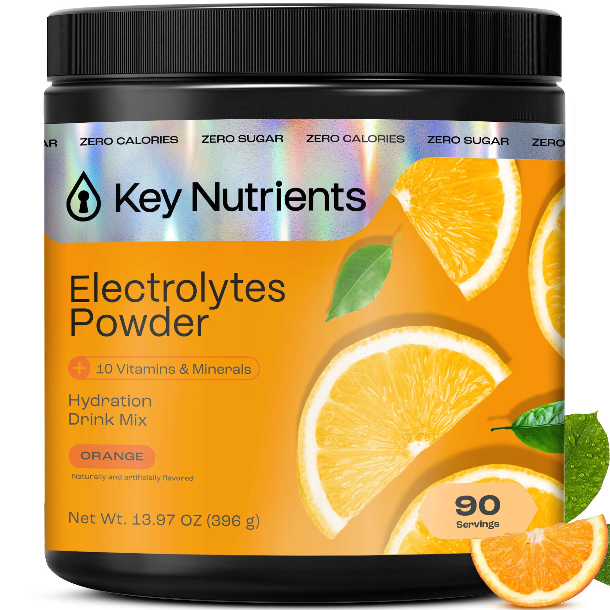 Electrolytes Powder, sugar-free orange flavor powder tub