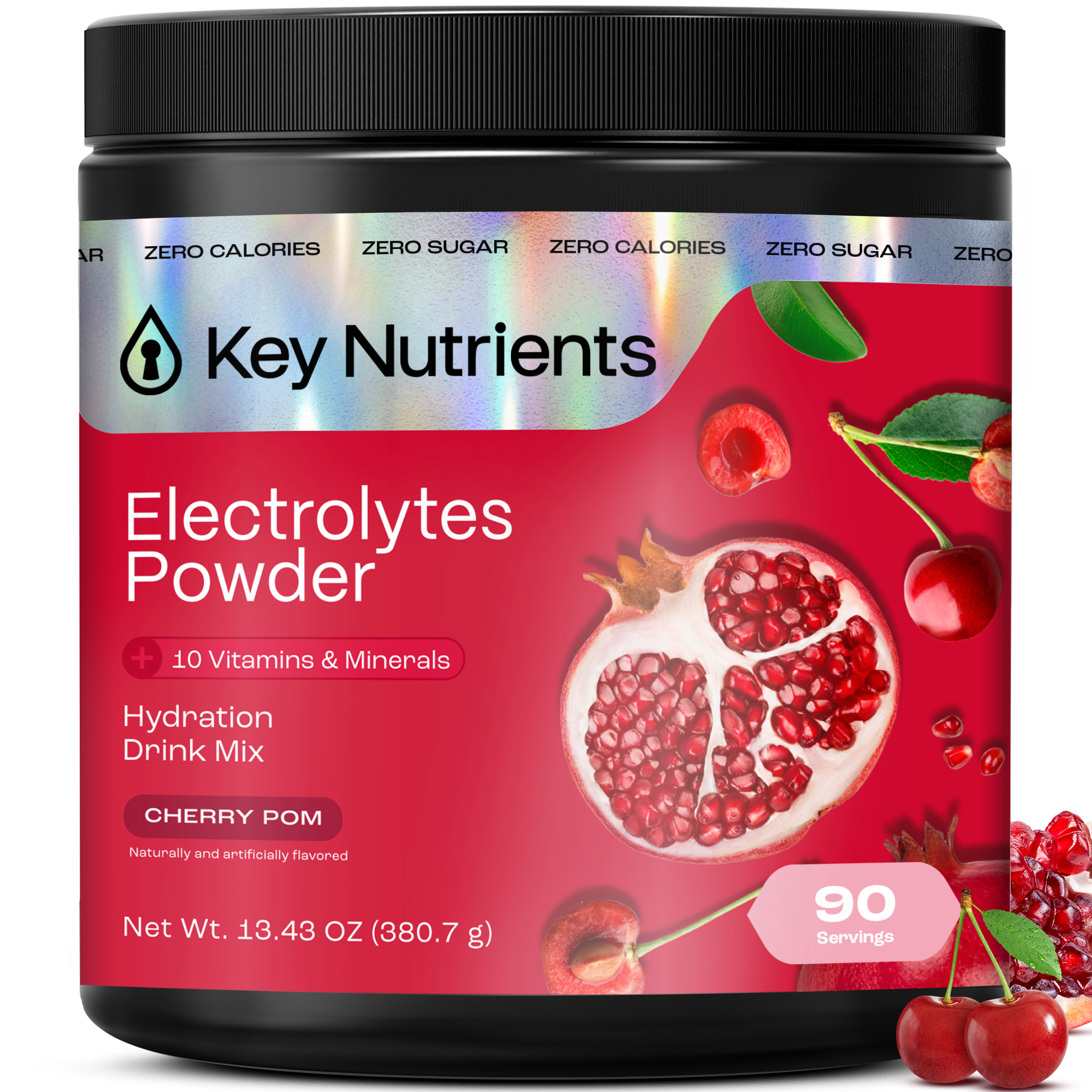 Electrolytes Powder, sugar-free Cherry Pom flavor powder tub
