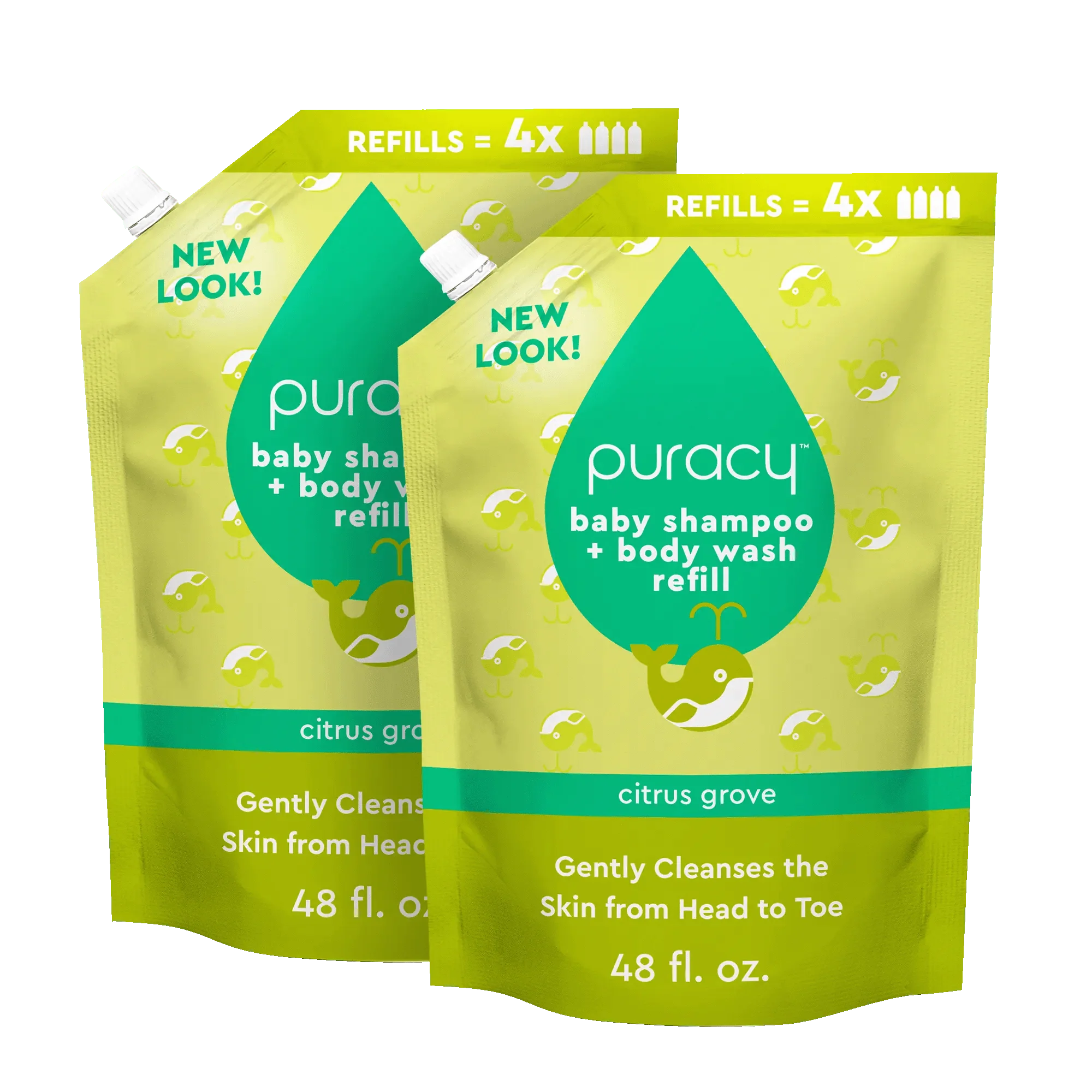 Citrus grove baby shampoo + body wash refill pouches, 48 fl oz