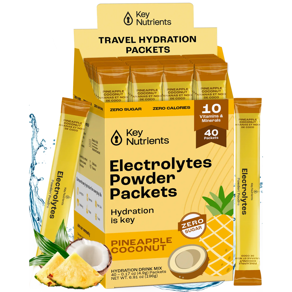 Electrolytes Powder Packets – Pineapple Coconut, zero sugar, travel hydration packets