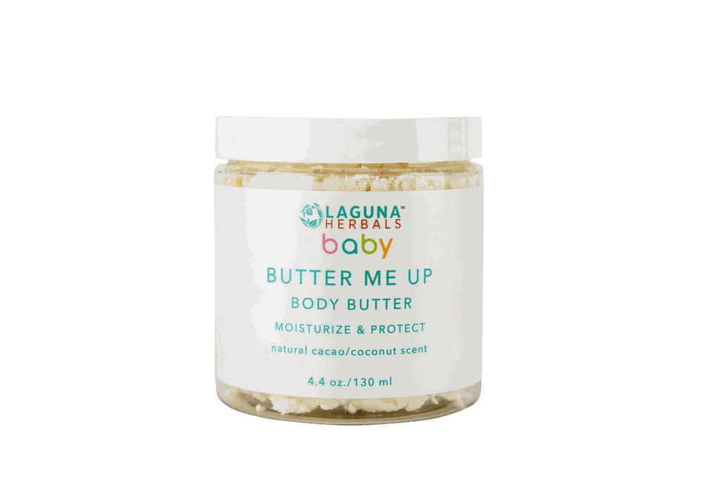 Baby Butter Me Up body butter jar, white label, 4.4 oz/130 ml