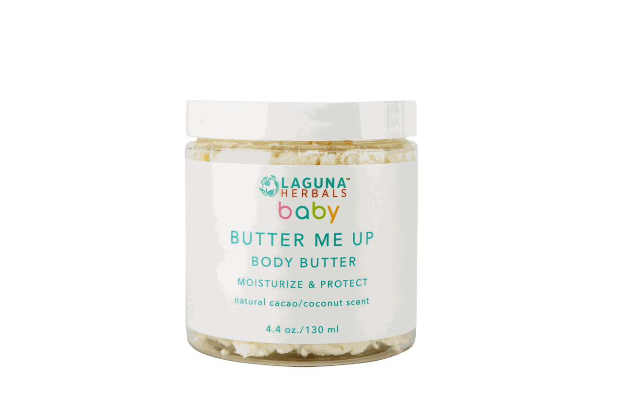 Baby Butter Me Up body butter jar, white label, 4.4 oz/130 ml