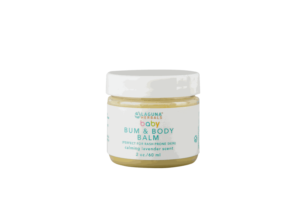 Baby Bum & Body Balm jar, 2 oz/60 ml, calming lavender scent