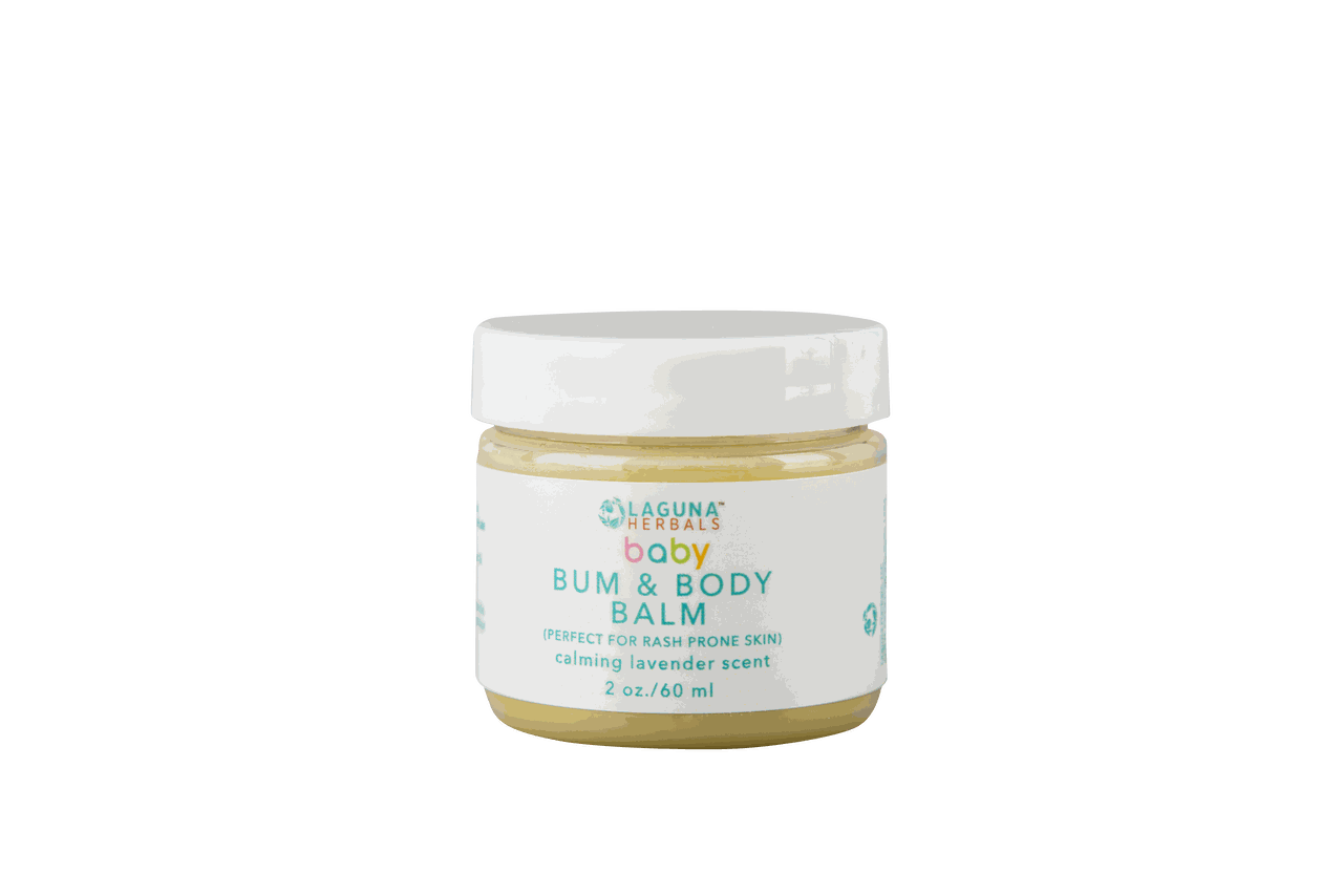 Baby Bum & Body Balm jar, 2 oz/60 ml, calming lavender scent