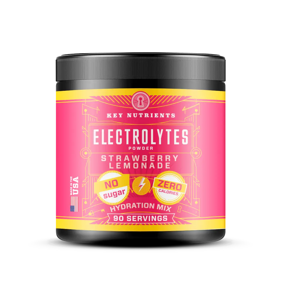 Electrolytes powder, sugar-free; Strawberry Lemonade flavor; 90 servings jar
