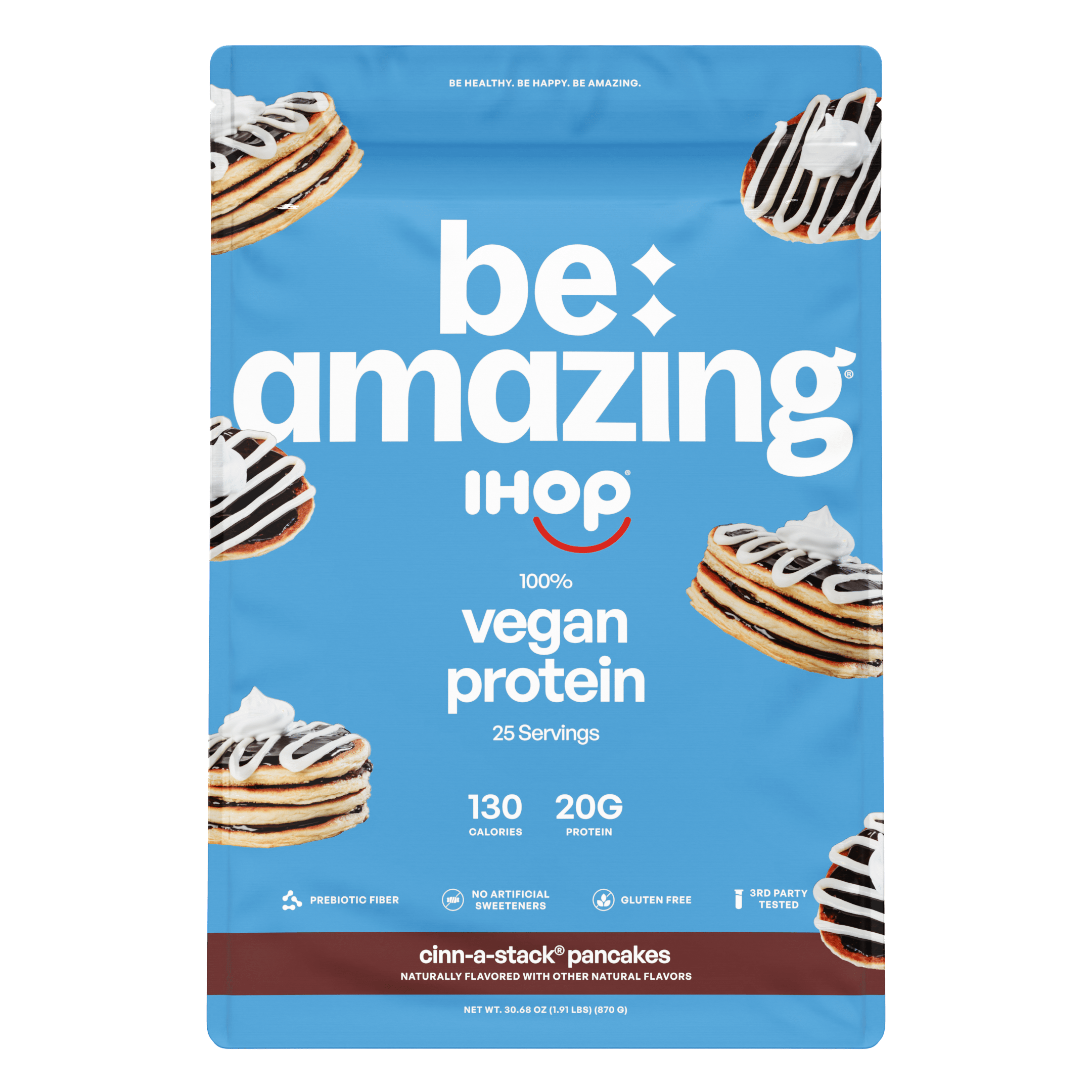 Vegan Protein pouch, IHOP Cinn-A-Stack pancakes flavor, 25 servings, 20g protein