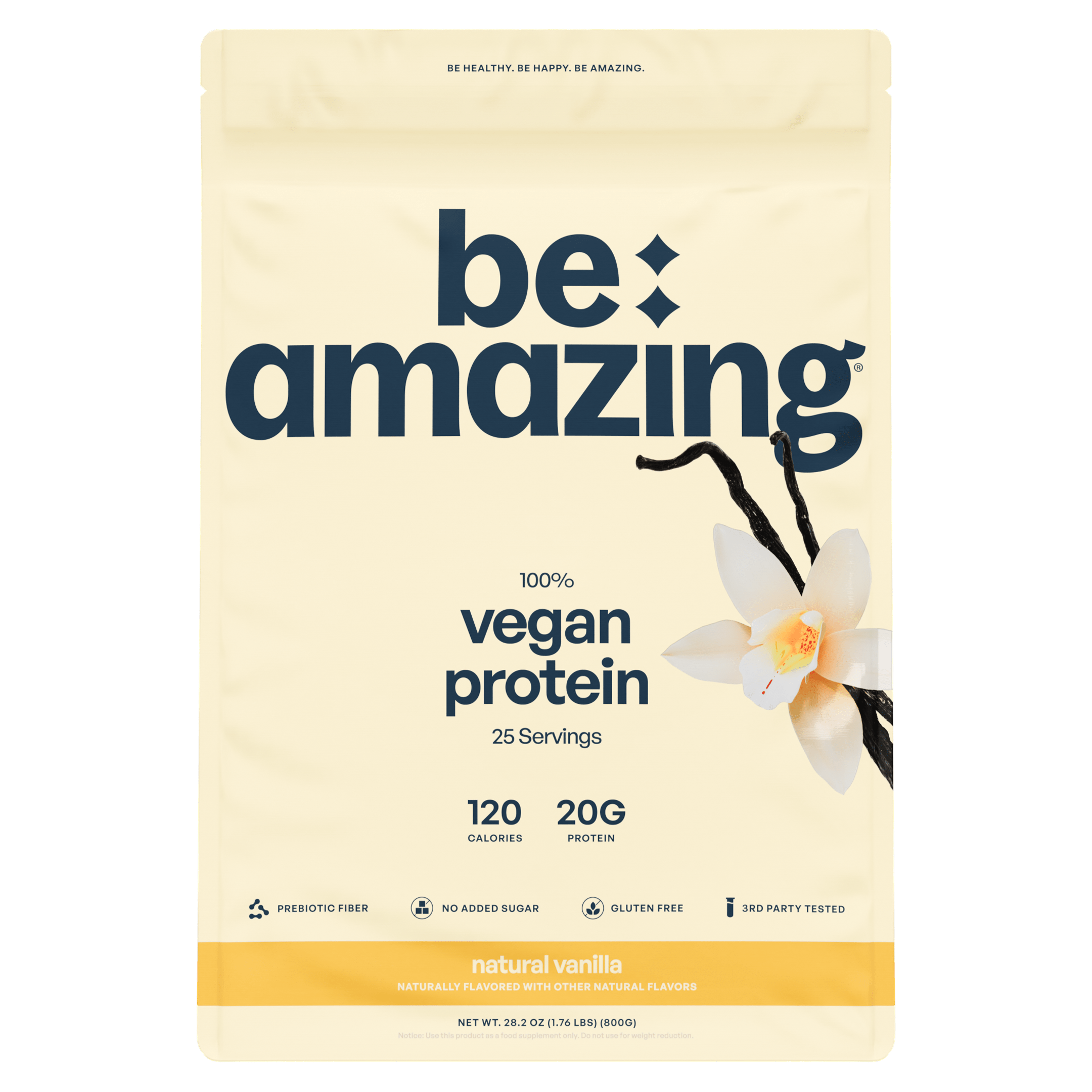 Vegan Protein pouch, natural vanilla flavor, 25 servings, 20g protein