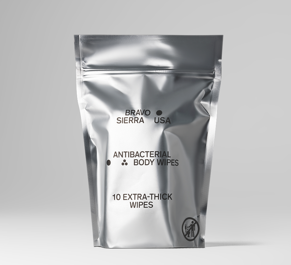 Antibakterielle Body Wipes, 10 Extra-Dick Tücher in silberner Beutelverpackung