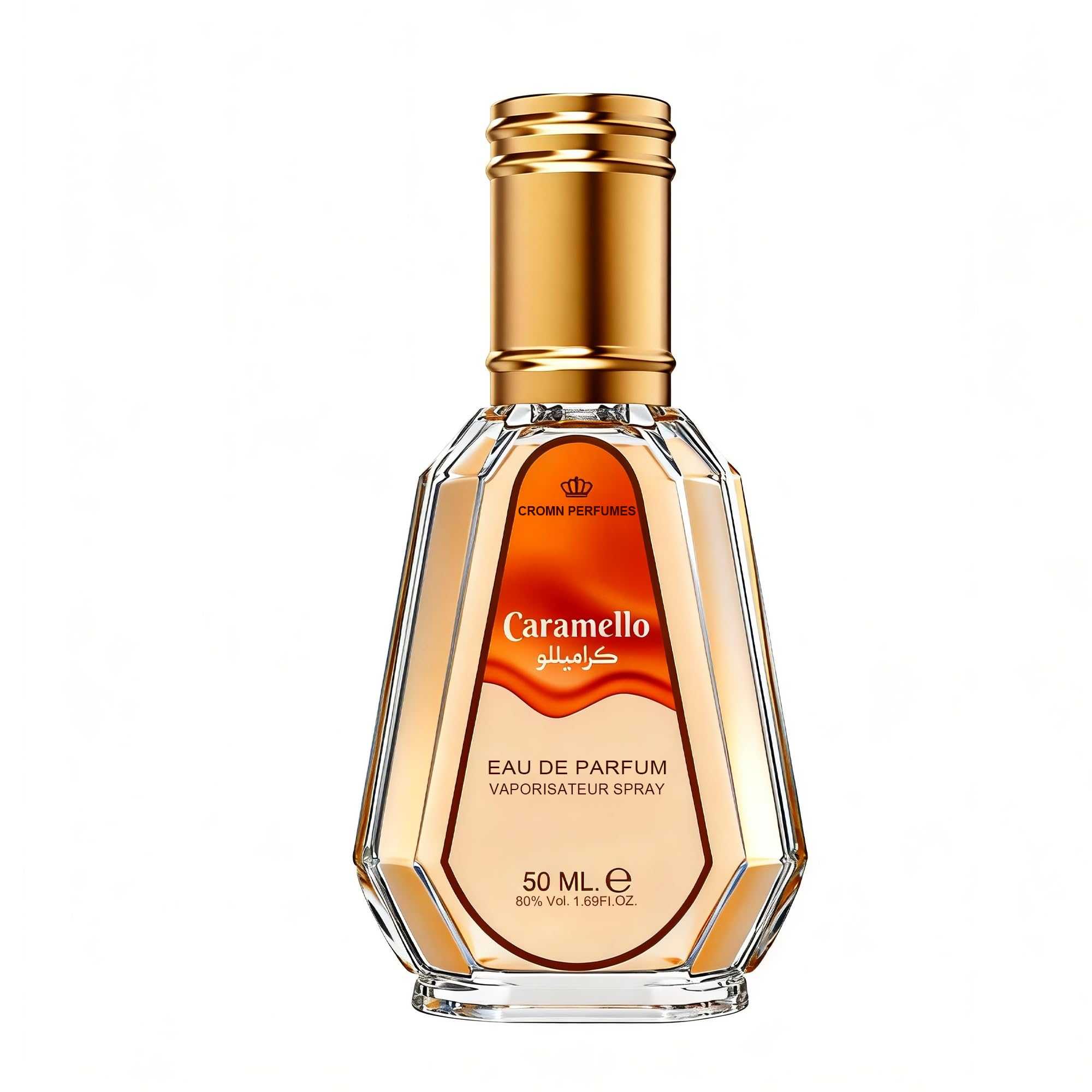 Caramello Eau de Parfum, 50 ml Glasflakon mit goldener Kappe