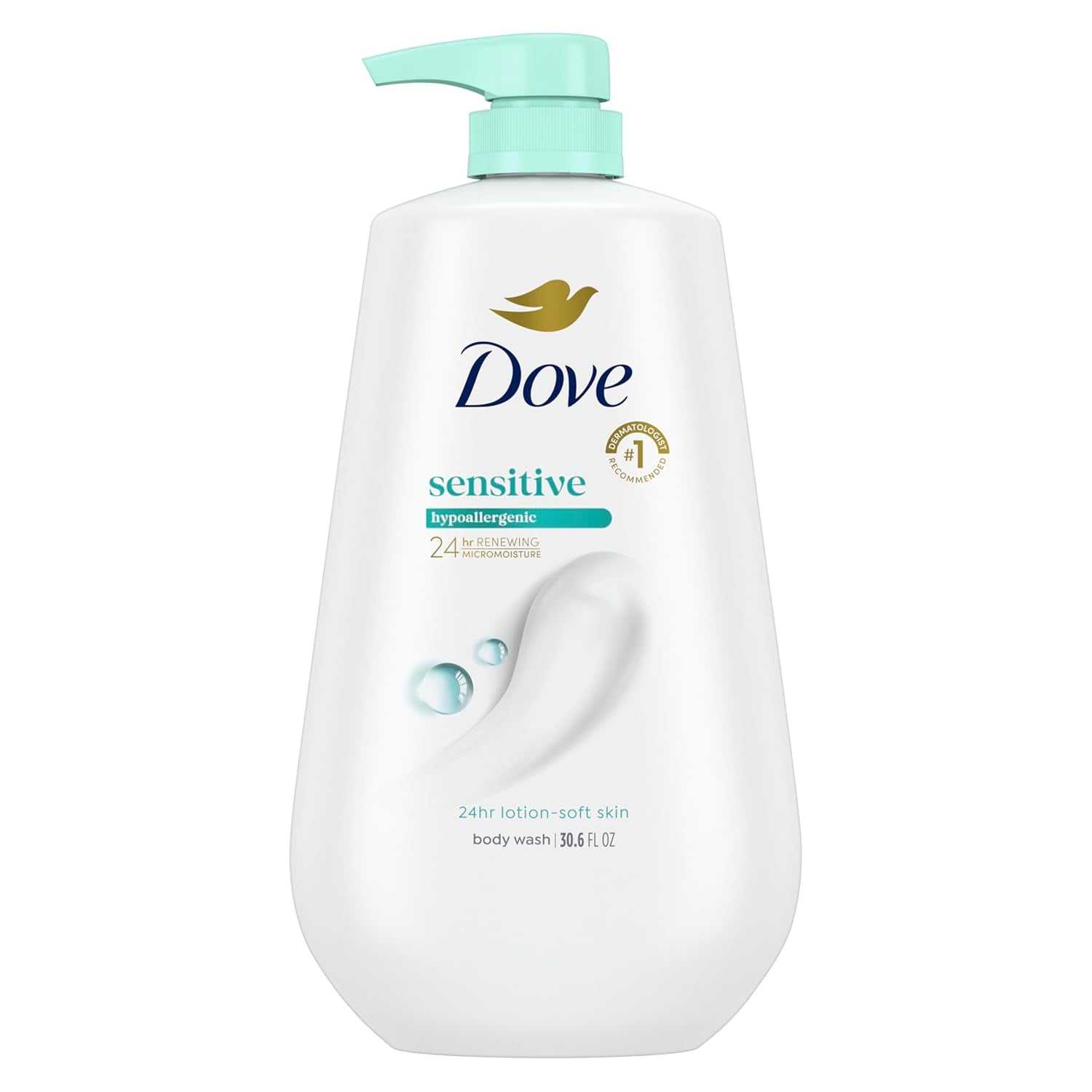 Dove Body Wash sensitive skin moisturizing gentle hypoallergenic pump bottle 30.6 oz