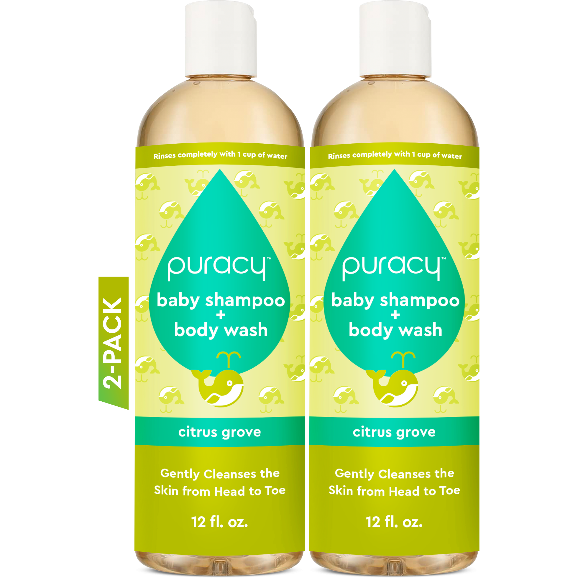 Baby Shampoo & Body Wash bottles, Citrus Grove, 2-pack