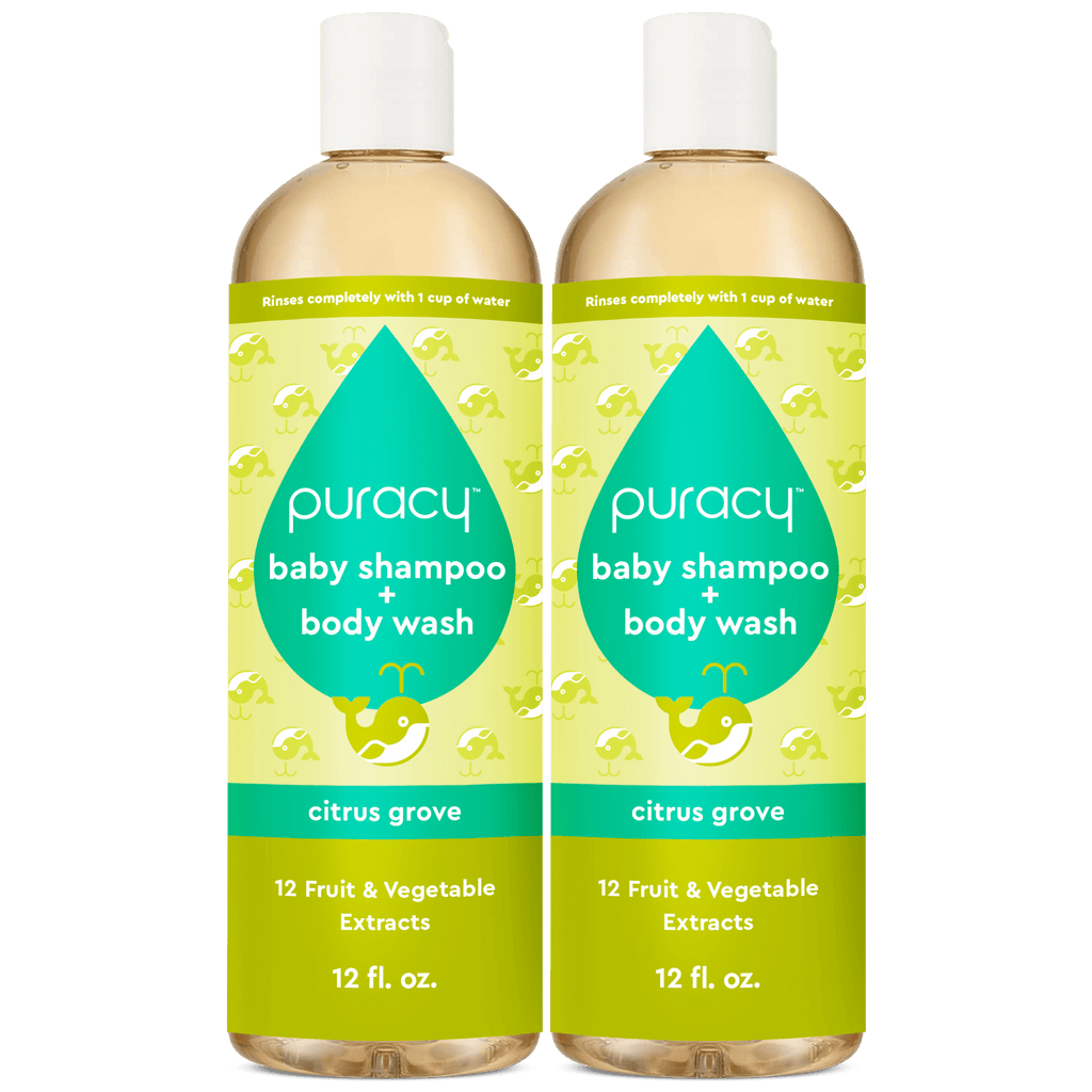 Puracy baby shampoo + body wash (Tear-Free) in Citrus Grove bottle, 12 fl oz