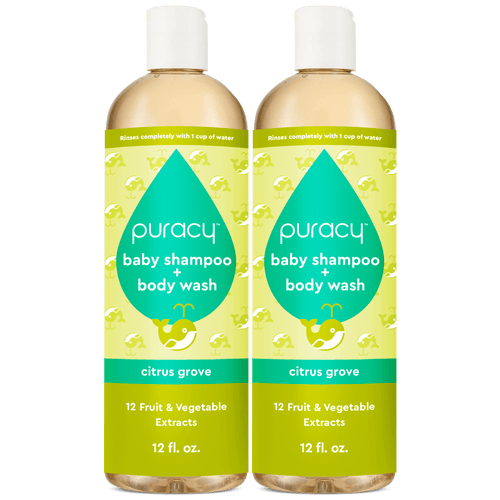 Puracy baby shampoo + body wash (Tear-Free) in Citrus Grove bottle, 12 fl oz