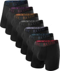 Men's bamboo boxer briefs 7-pack, black trunks with elastic logo waistband.