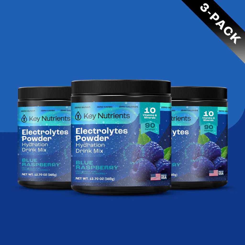 Electrolyte Recovery Plus Powder, sugar-free drink mix—Blue Raspberry, 6-pack.