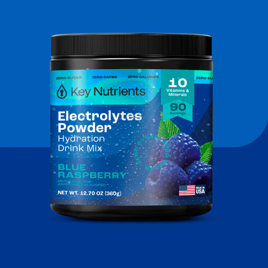 Electrolyte Recovery Plus Powder, sugar-free Blue Raspberry drink mix jar (single).