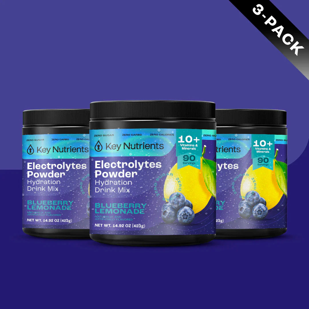 3-pack Electrolytes Powder drink mix, blueberry lemonade flavor, sugar-free