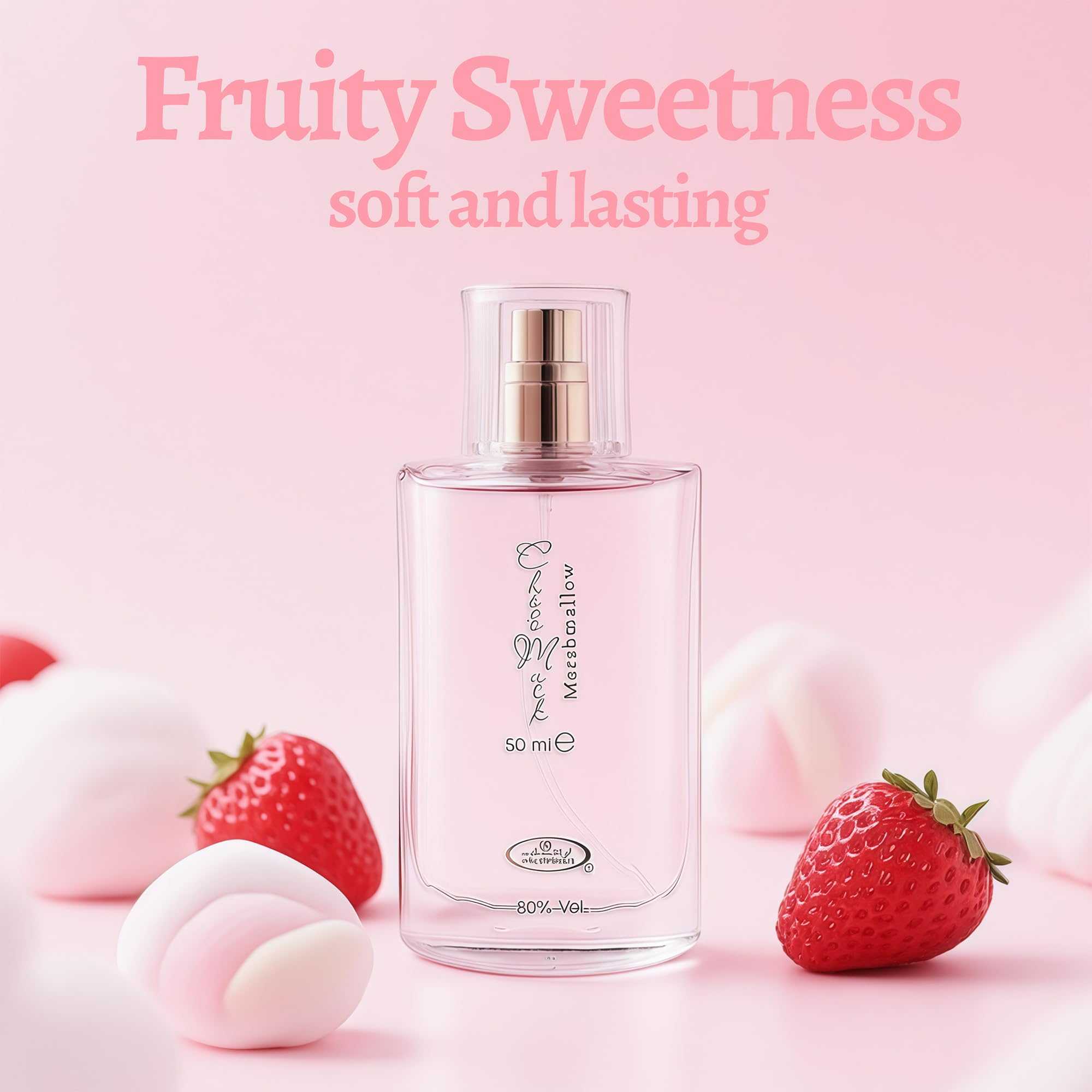 Choco Musk Marshmallow 50 ml men’s Eau De Toilette bottle with gold atomizer cap; pink