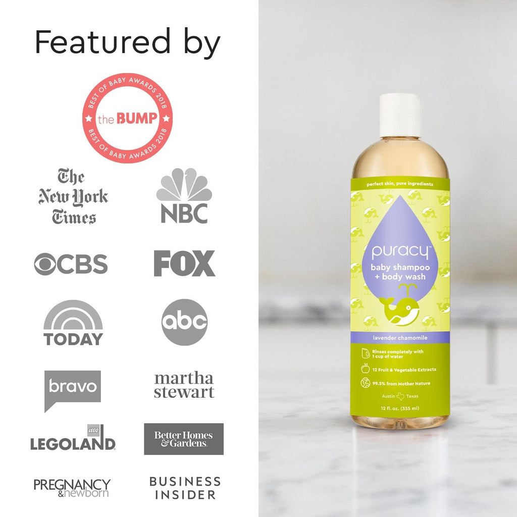 Puracy baby shampoo + body wash, lavender chamomile bottle, 12 fl oz